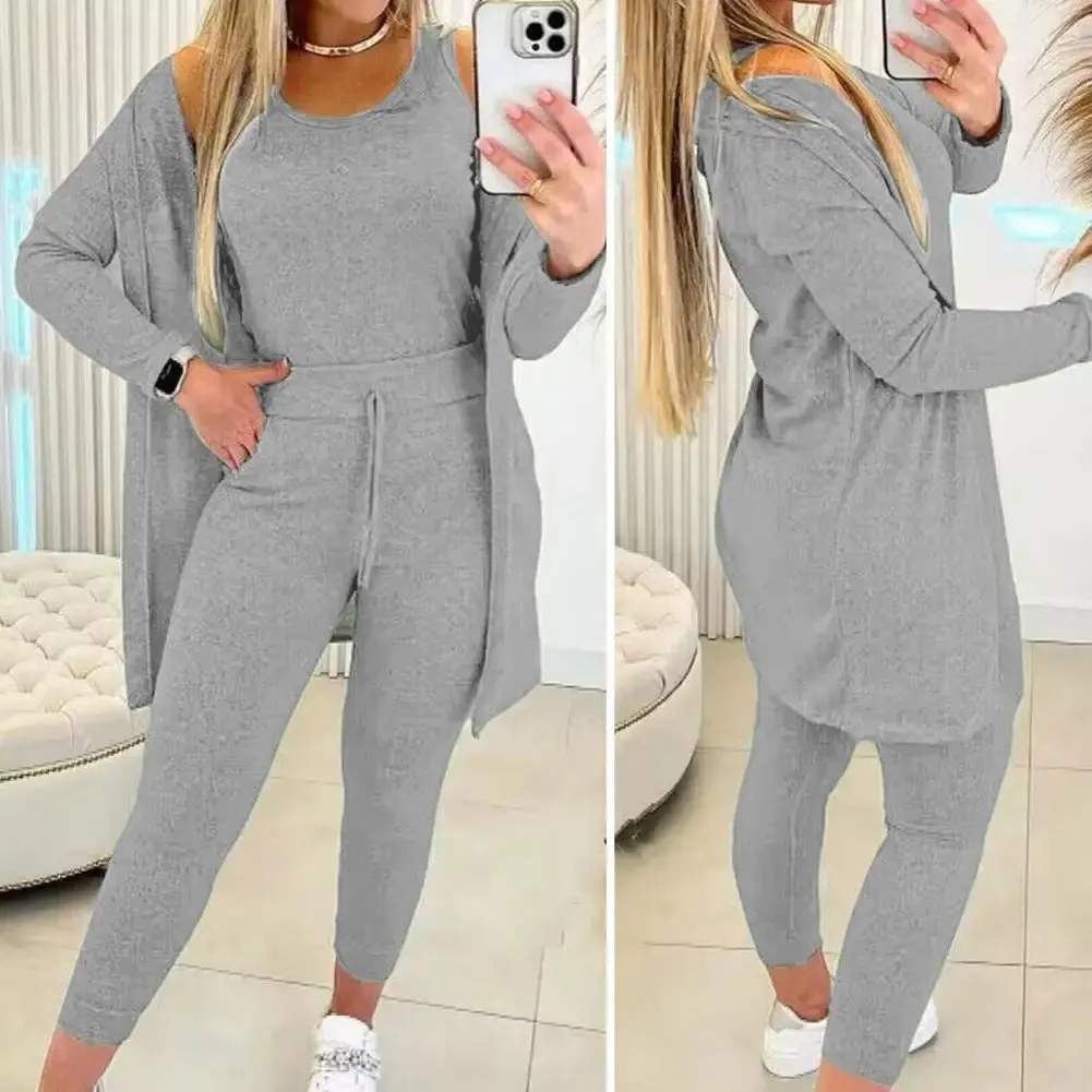 Slim-fit Vest Trousers Set Women Winter Tracksuit Versatile 3-piece Women's Tracksuit Stylish Vest Slim Pants for Fall/winter