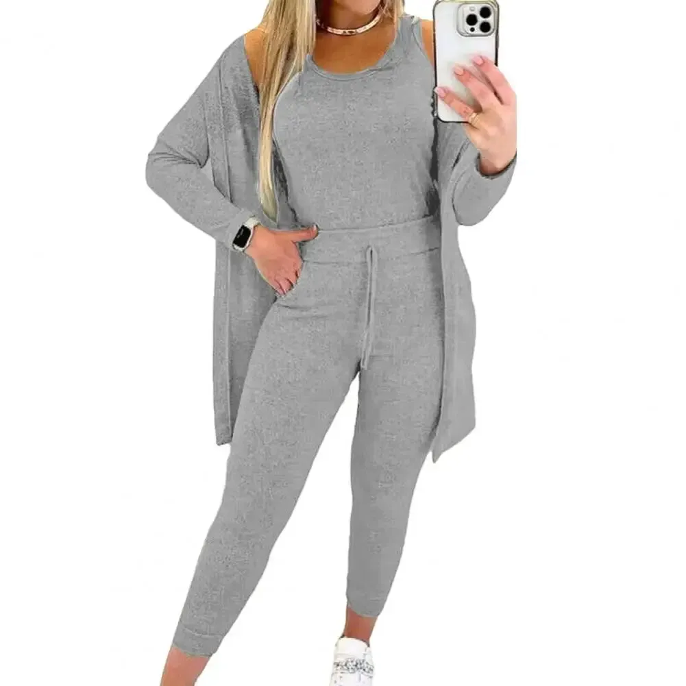 Slim-fit Vest Trousers Set Women Winter Tracksuit Versatile 3-piece Women's Tracksuit Stylish Vest Slim Pants for Fall/winter