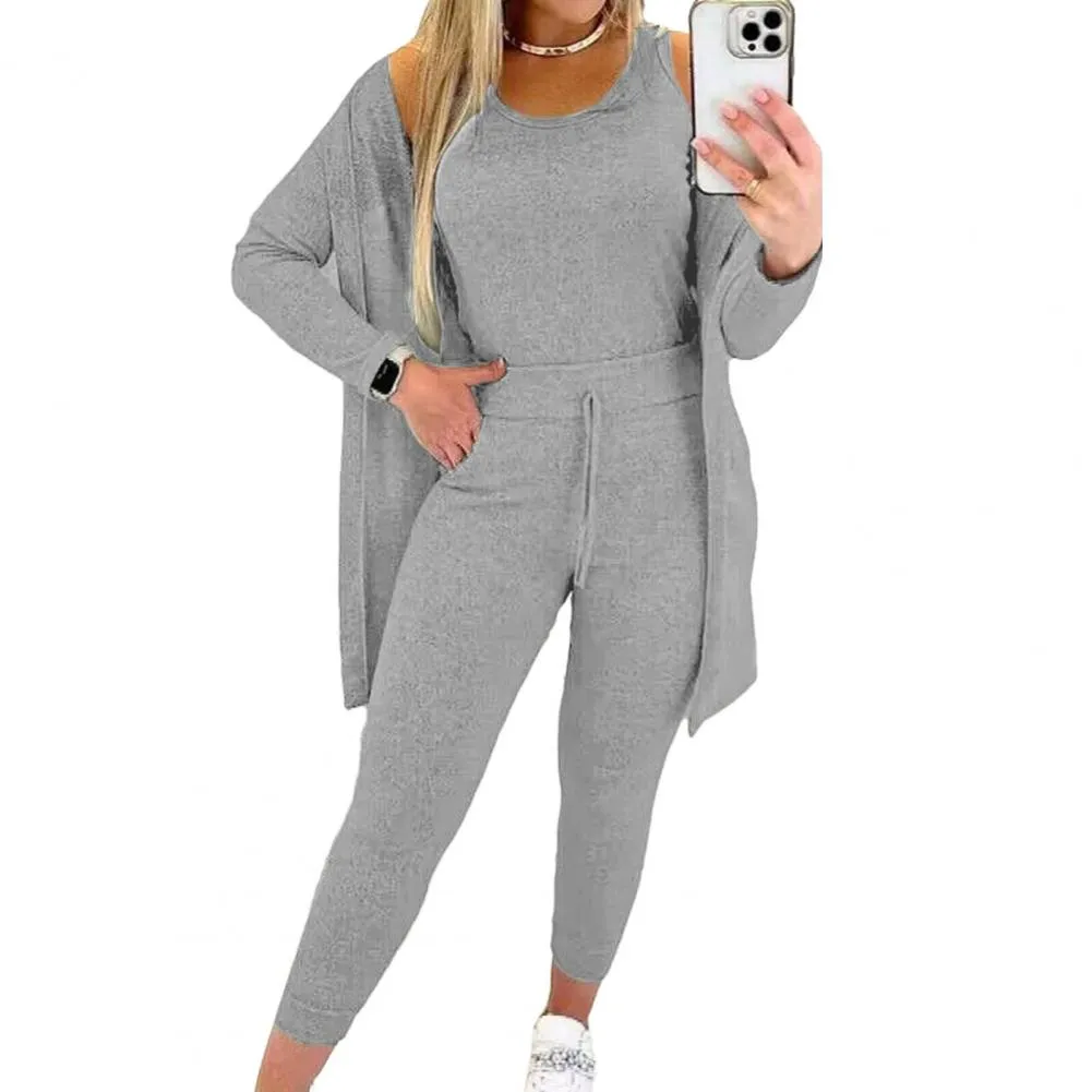 Slim-fit Vest Trousers Set Women Winter Tracksuit Versatile 3-piece Women's Tracksuit Stylish Vest Slim Pants for Fall/winter