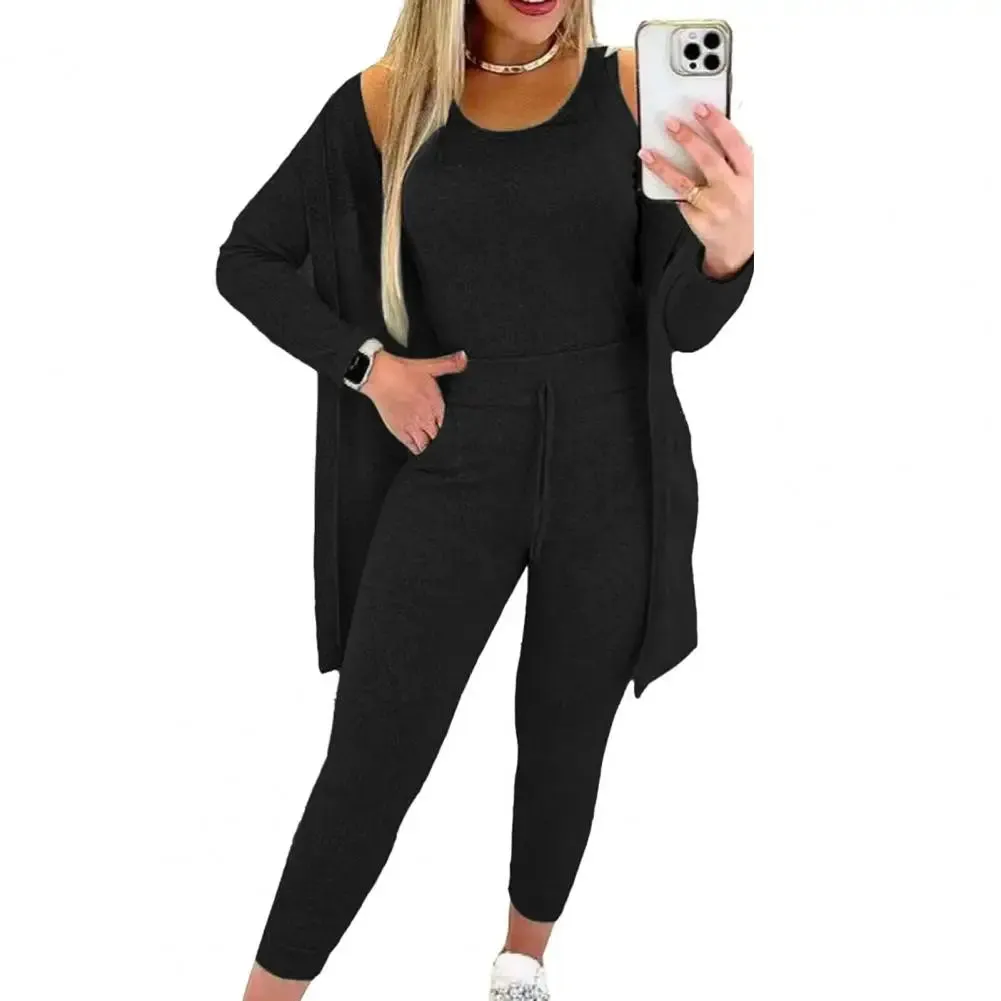 Slim-fit Vest Trousers Set Women Winter Tracksuit Versatile 3-piece Women's Tracksuit Stylish Vest Slim Pants for Fall/winter