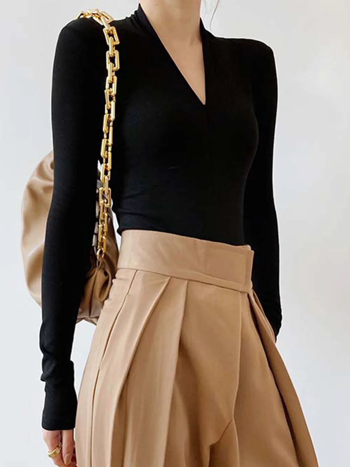 Solid Long Sleeve Knit Top