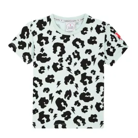 Super Cool T-Shirt – Pale Green Leopard Print