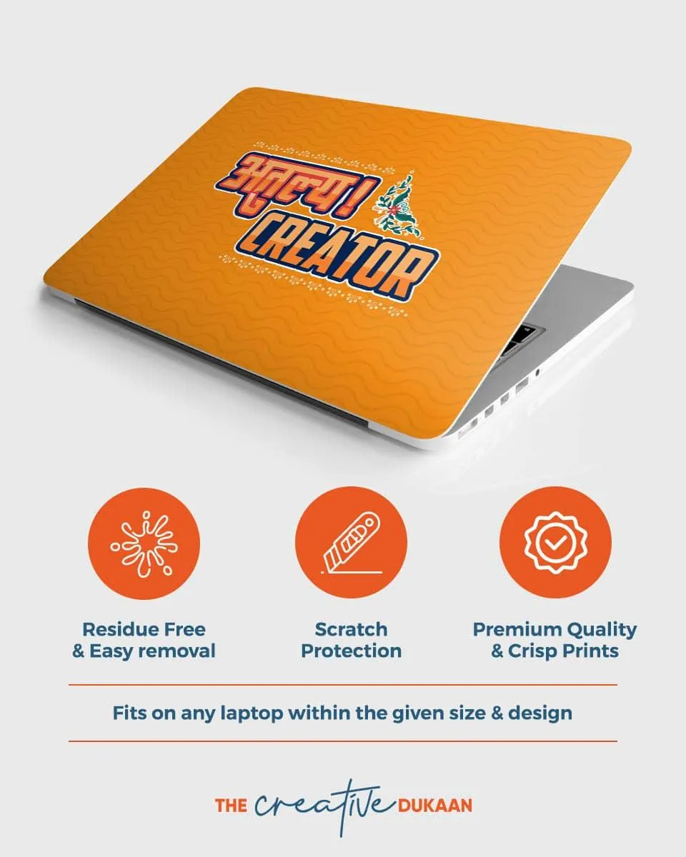 Unique Laptop Skin With The Text Atulya Creators Agency Life