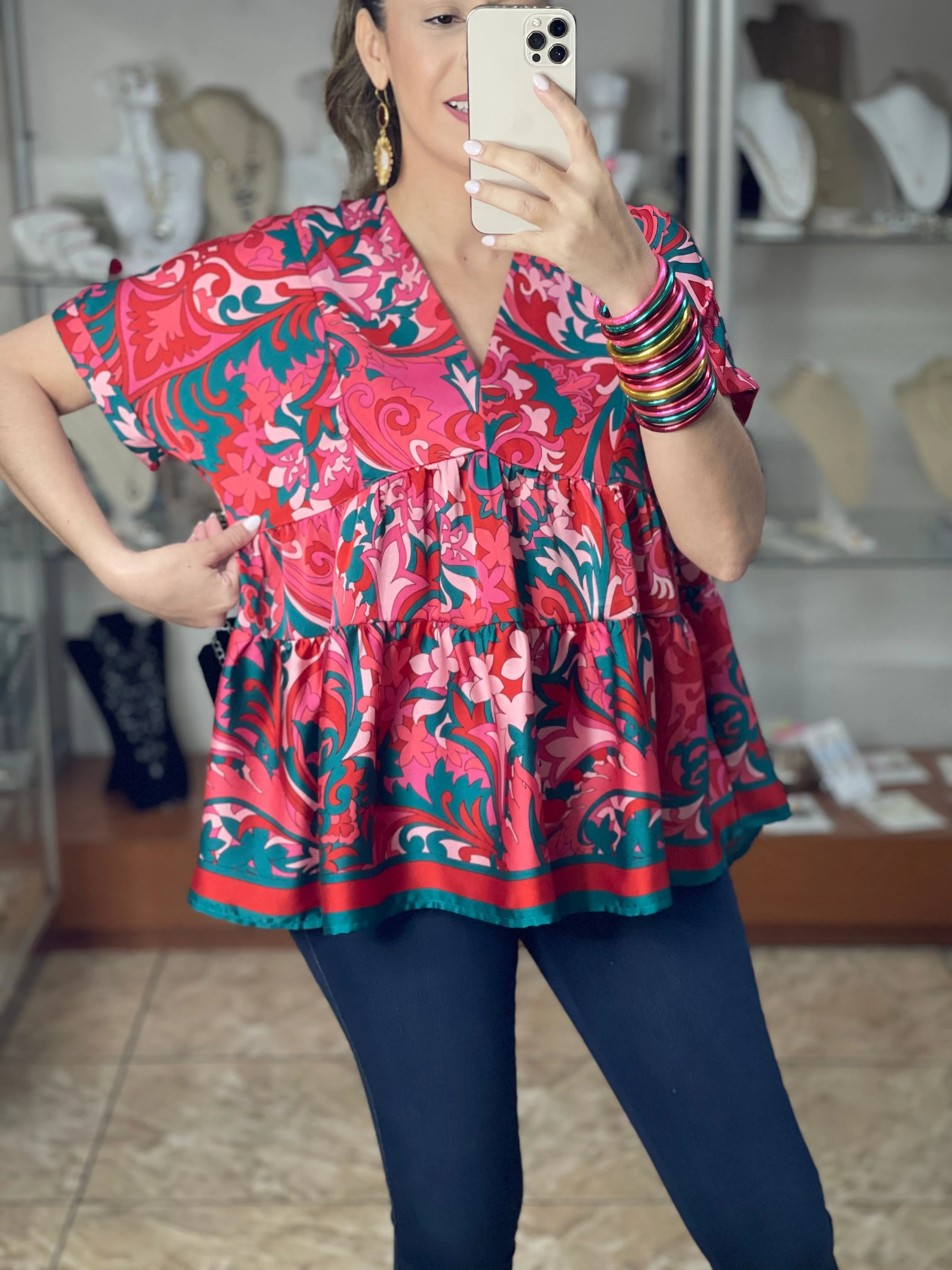 V-Neck Satin Top