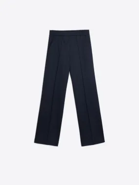 Vilagallo Elisa Navy Blue Stretch Herringbone Trousers