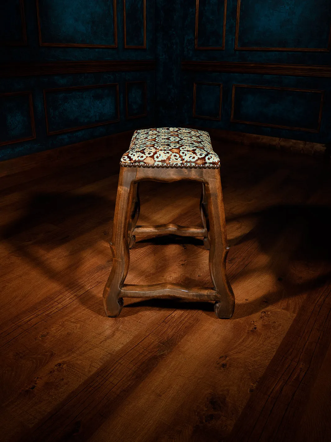 Western Stanley Tooled Leather Saddle Stool