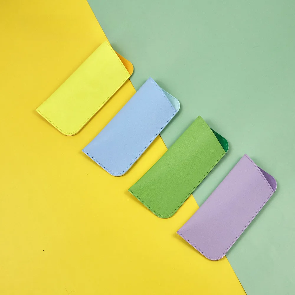 Whoelsale Solid Candy Colored Angled PU Eyewear Storage Bag