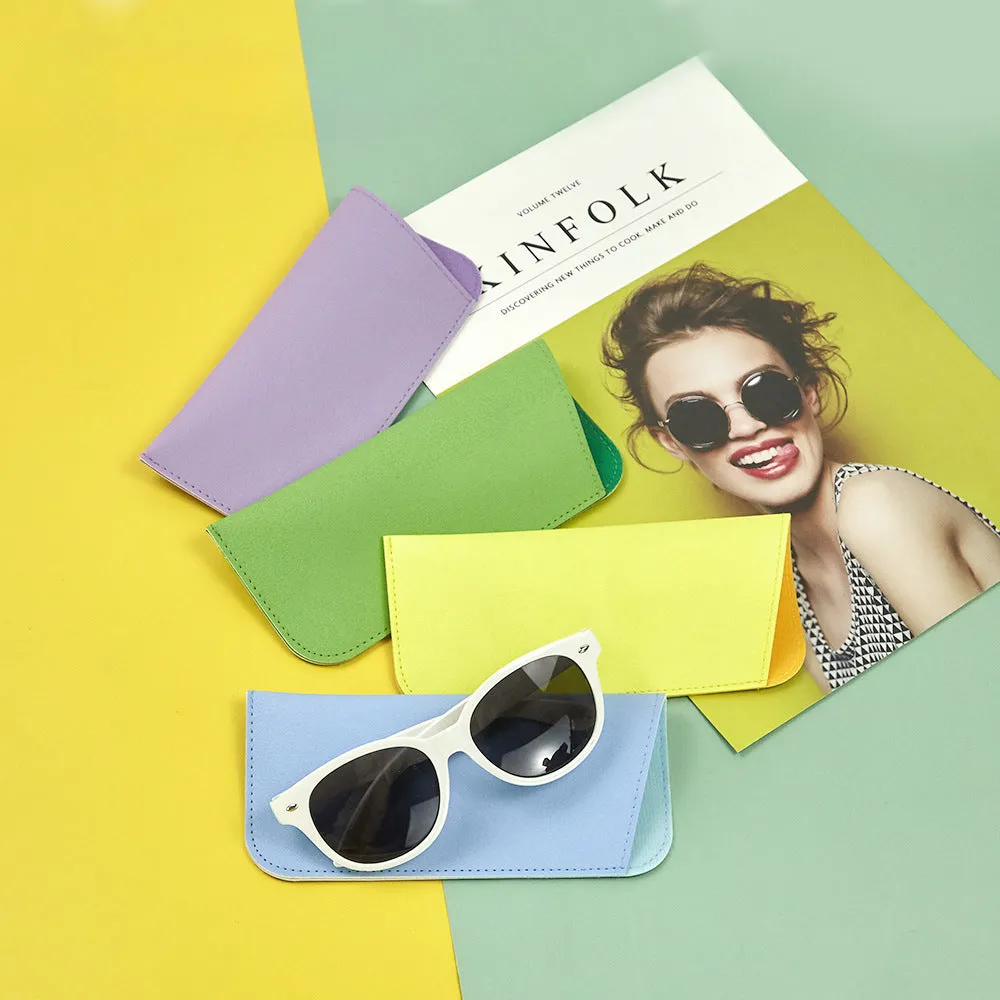 Whoelsale Solid Candy Colored Angled PU Eyewear Storage Bag