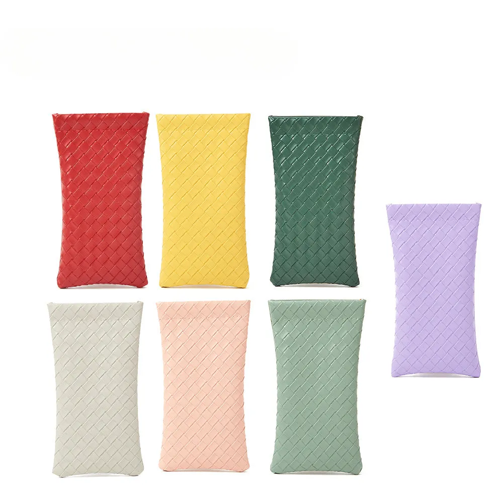 Whoelsale Solid Color Woven PVC Leather Eyewear Storage Bag