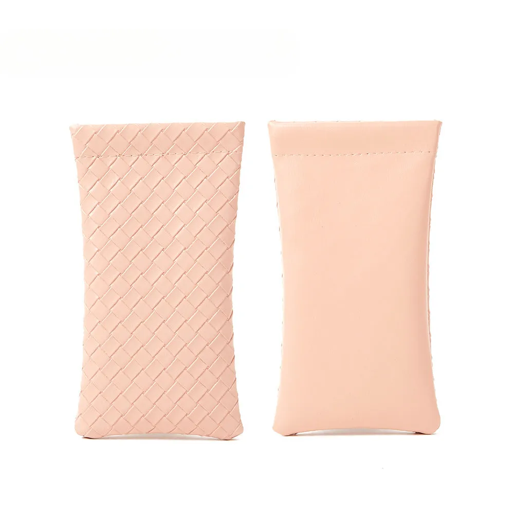 Whoelsale Solid Color Woven PVC Leather Eyewear Storage Bag