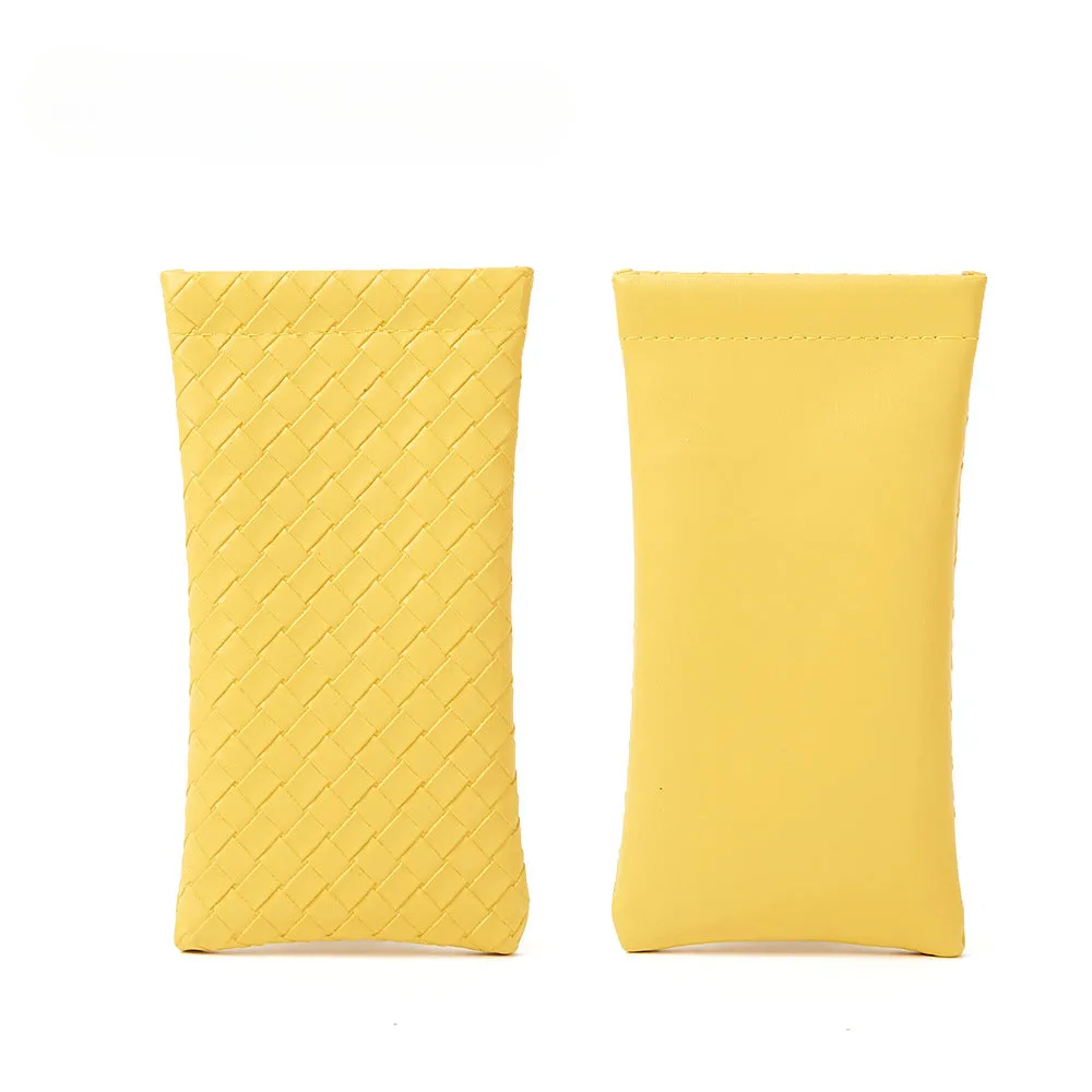 Whoelsale Solid Color Woven PVC Leather Eyewear Storage Bag