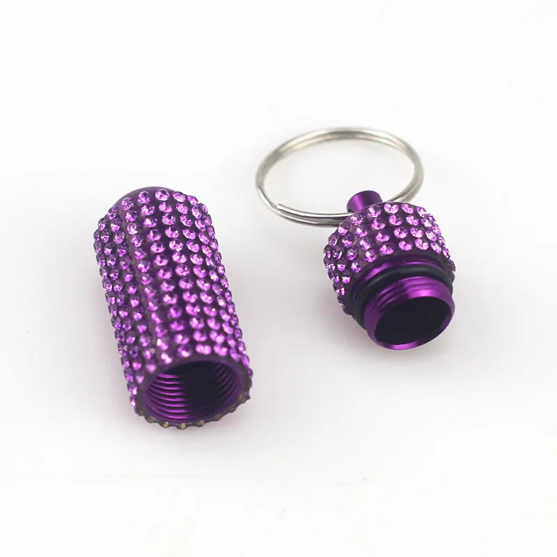 Wholesale 100PCS Aluminum Alloy Diamond Inlaid Portable Medicine Bottle Keychain