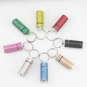 Wholesale 100PCS Aluminum Alloy Diamond Inlaid Portable Medicine Bottle Keychain