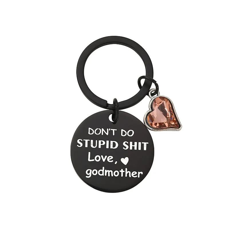 Wholesale  Black Laser Engraved Round Plate Stainless Steel Keychain