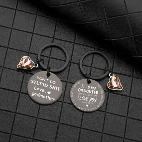 Wholesale  Black Laser Engraved Round Plate Stainless Steel Keychain