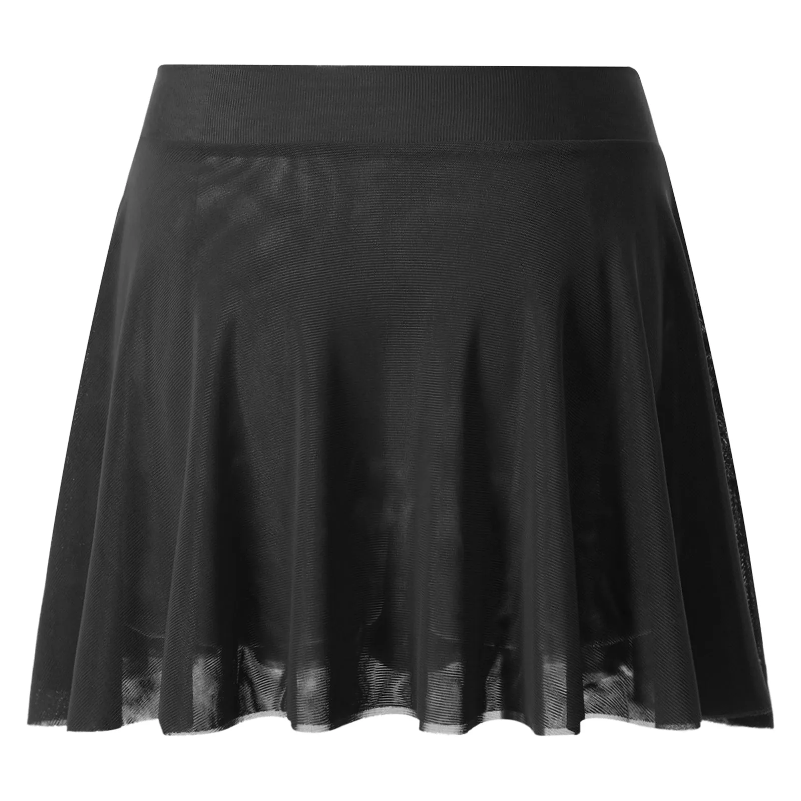 Womens Mini Skirt Double Layers Mesh Ruffle A-line Skirt Ladies Casual Solid Color High Waist Miniskirt for Nightwear Sleepwear