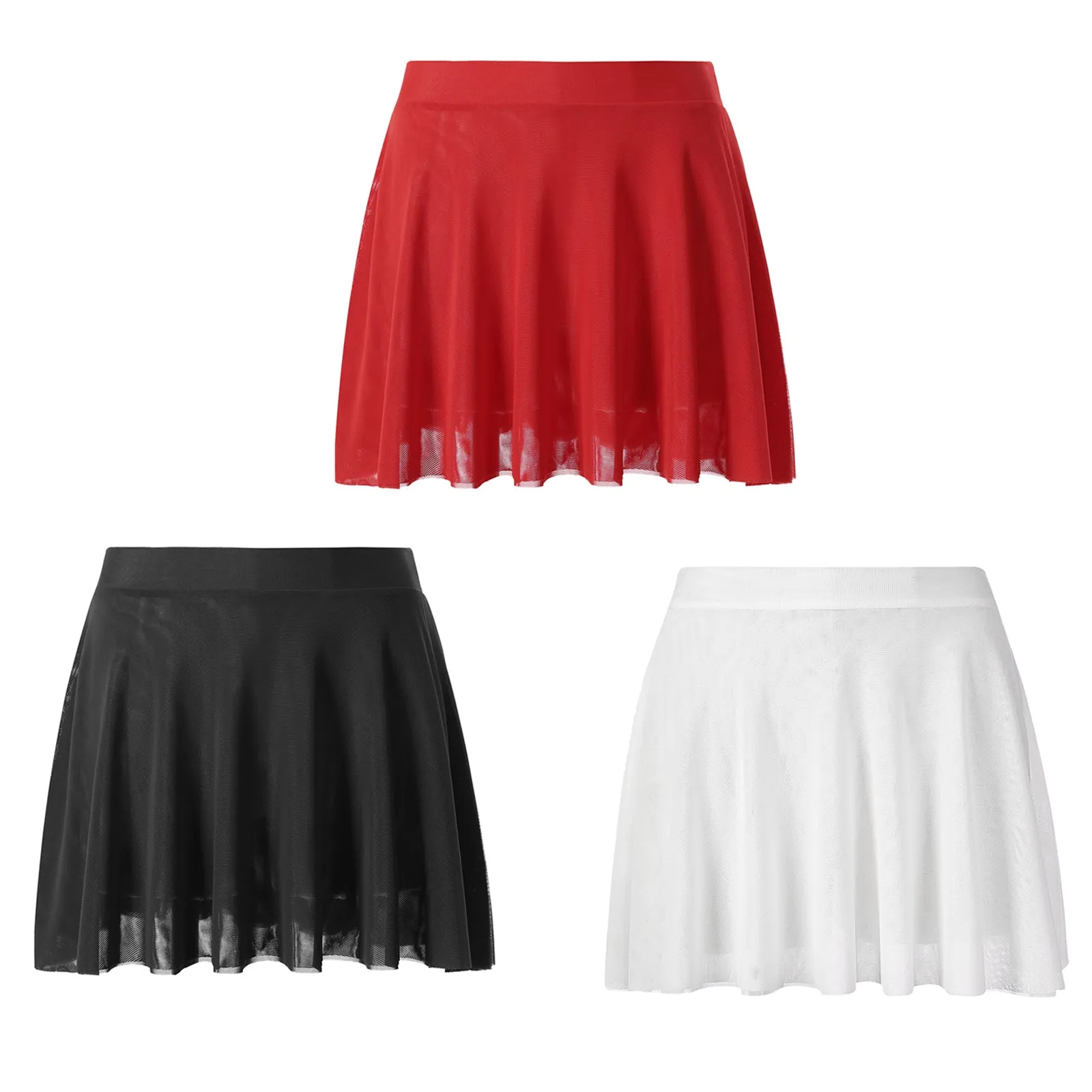 Womens Mini Skirt Double Layers Mesh Ruffle A-line Skirt Ladies Casual Solid Color High Waist Miniskirt for Nightwear Sleepwear