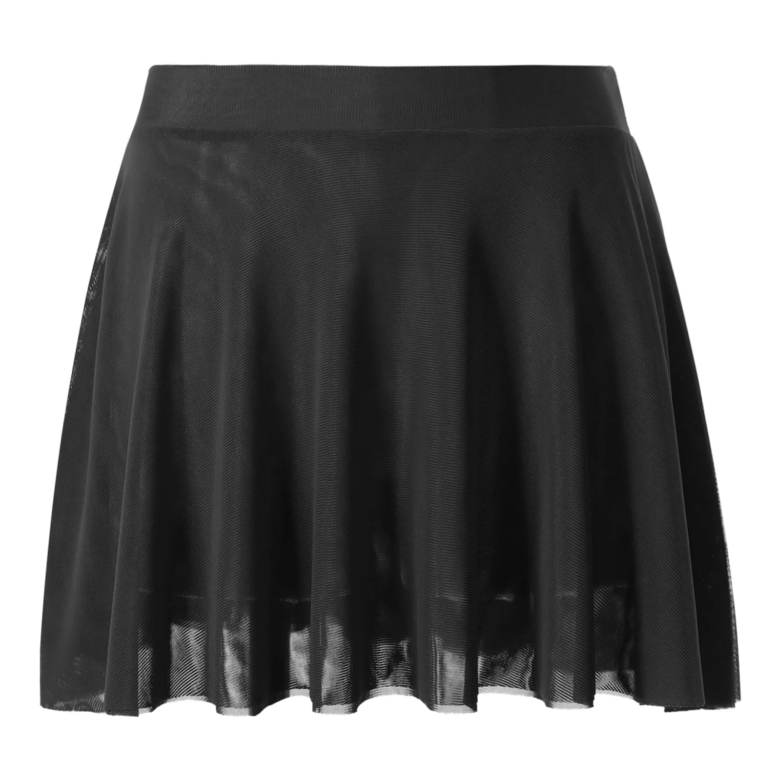 Womens Mini Skirt Double Layers Mesh Ruffle A-line Skirt Ladies Casual Solid Color High Waist Miniskirt for Nightwear Sleepwear