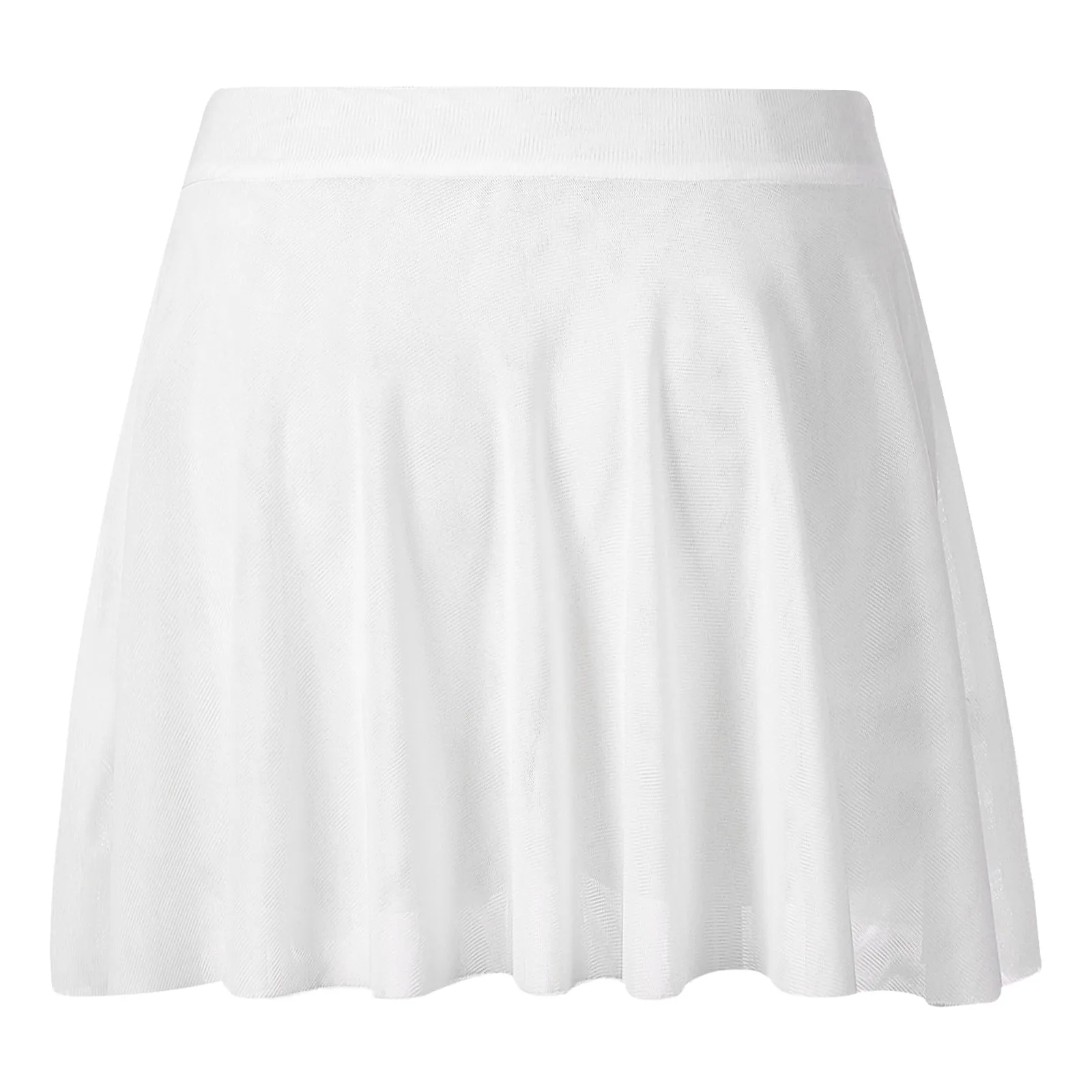 Womens Mini Skirt Double Layers Mesh Ruffle A-line Skirt Ladies Casual Solid Color High Waist Miniskirt for Nightwear Sleepwear