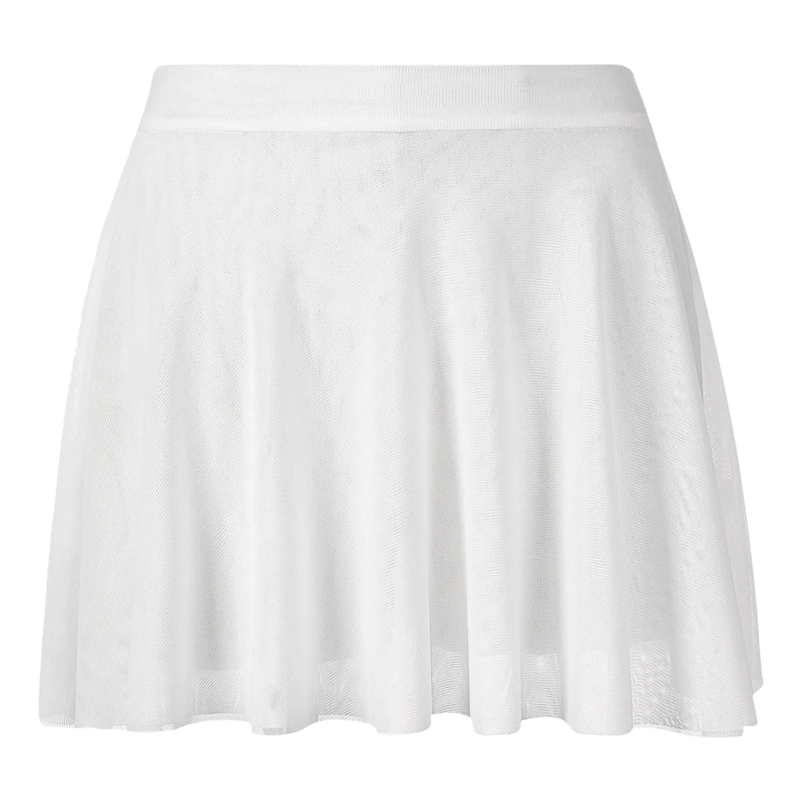 Womens Mini Skirt Double Layers Mesh Ruffle A-line Skirt Ladies Casual Solid Color High Waist Miniskirt for Nightwear Sleepwear