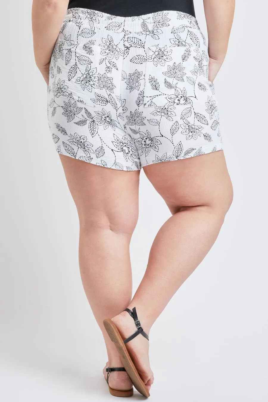Women's Plus Size Double Gauze Drawstring Shorts