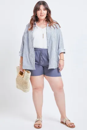 Women's Plus Size Double Gauze Drawstring Shorts