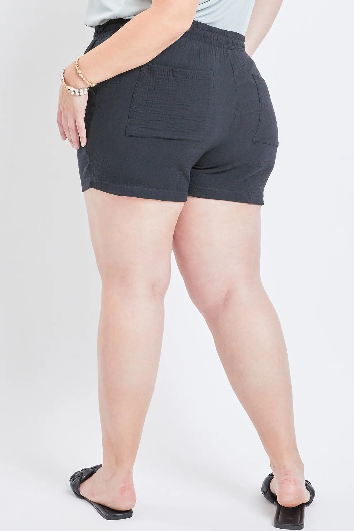 Women's Plus Size Double Gauze Drawstring Shorts