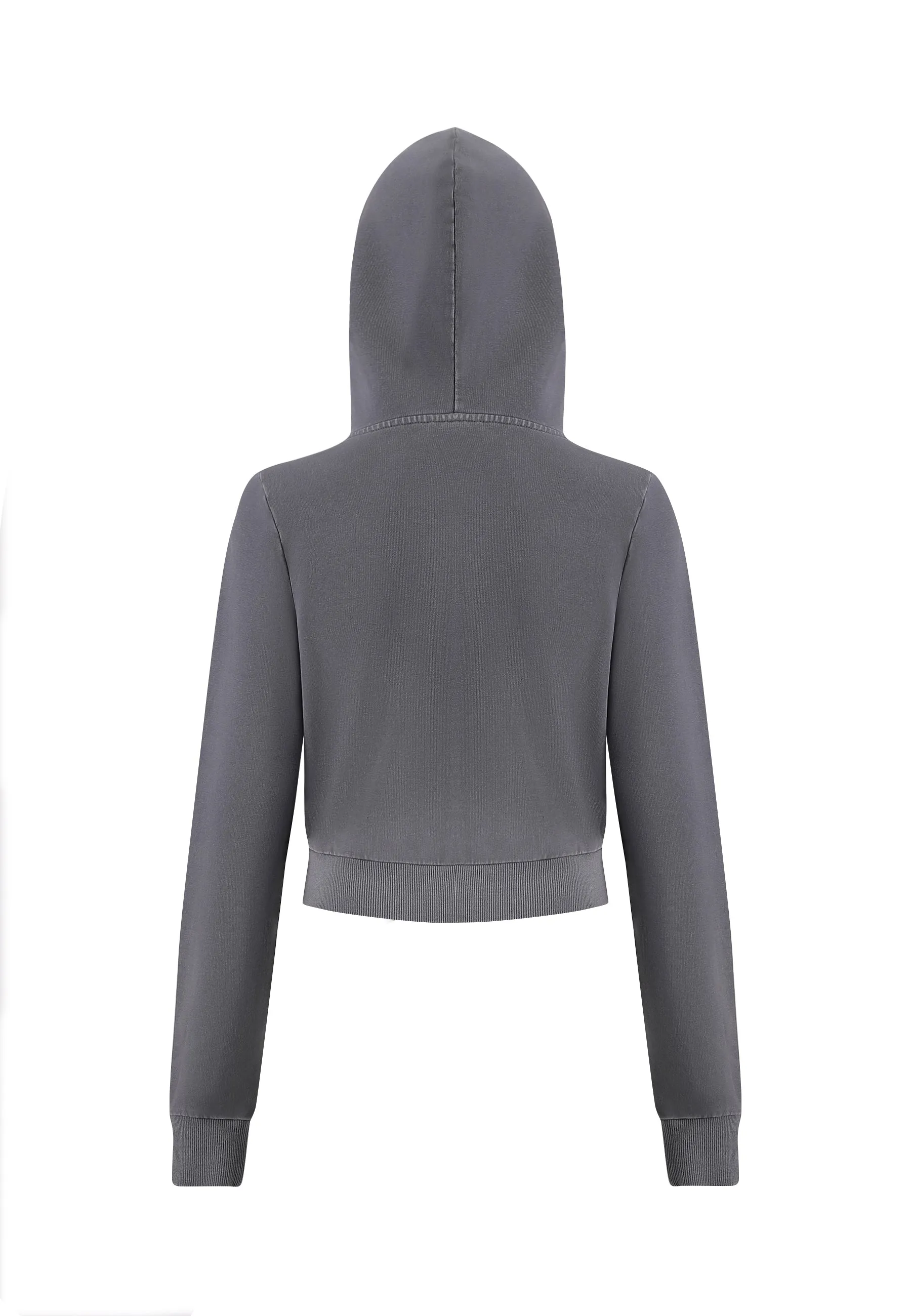 Womens Watchingfly Cropped Zip Thru Hoodie - Washed Grey