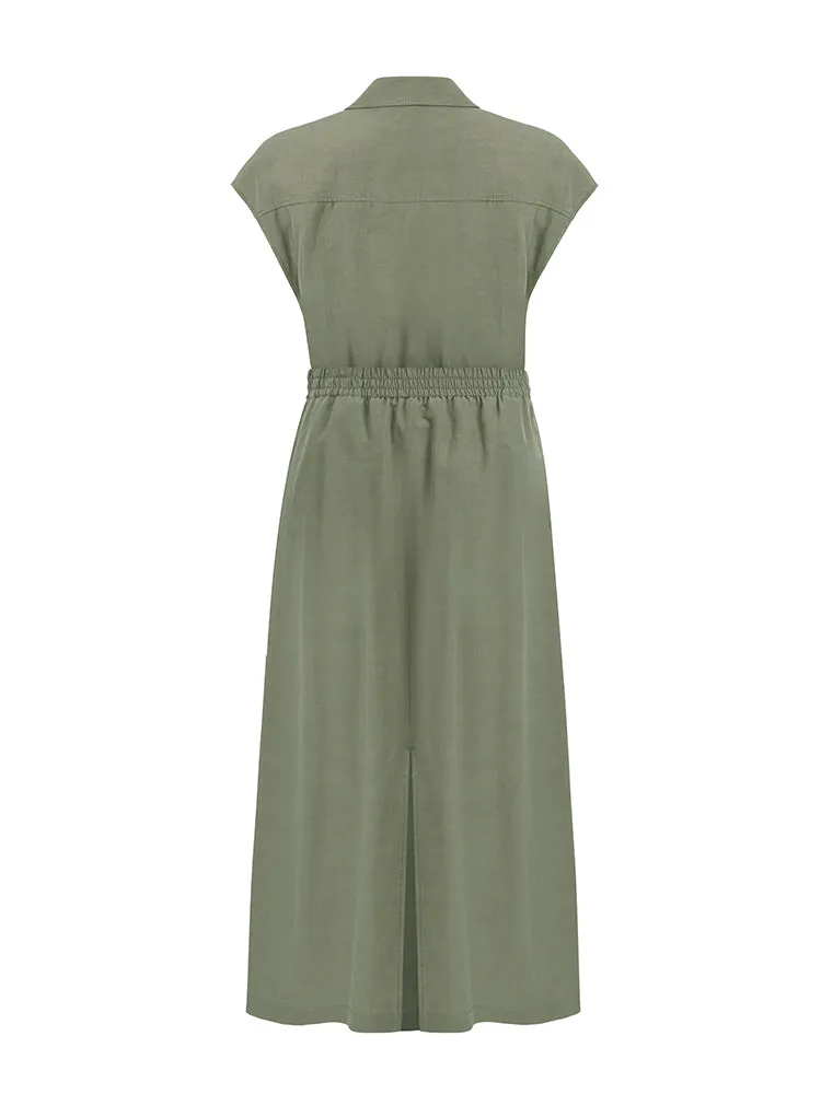 Zippered Lapel Vest And Slit Half Skirt Two-Piece Set