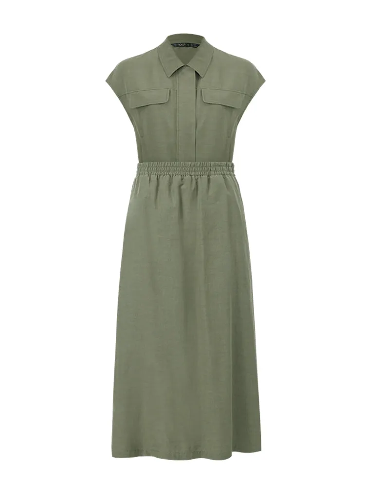 Zippered Lapel Vest And Slit Half Skirt Two-Piece Set